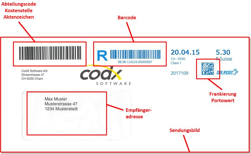 Erfasste Daten von Einschreiben mit CodX PostOffice R-Scan